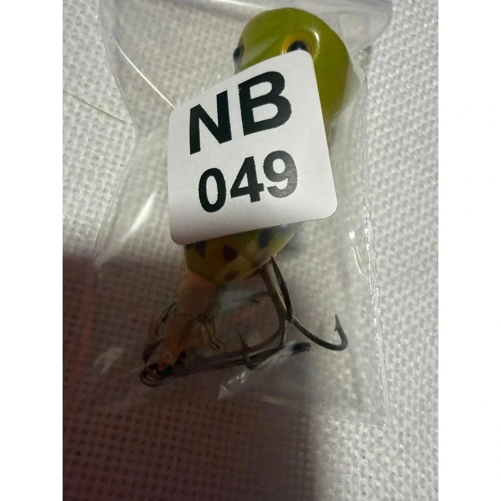 Arbogast Hula Popper VTG Fishing Lure Frog Pattern Yellow Green Spotted NB049